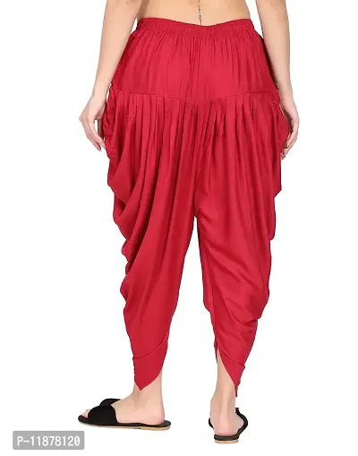 DELHIITE Maroon Color Solid Rayon Fabric Regular Dhoti Pants for Women (Free Size)-thumb2