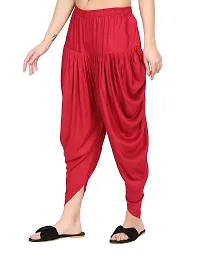 DELHIITE Maroon Color Solid Rayon Fabric Regular Dhoti Pants for Women (Free Size)-thumb2
