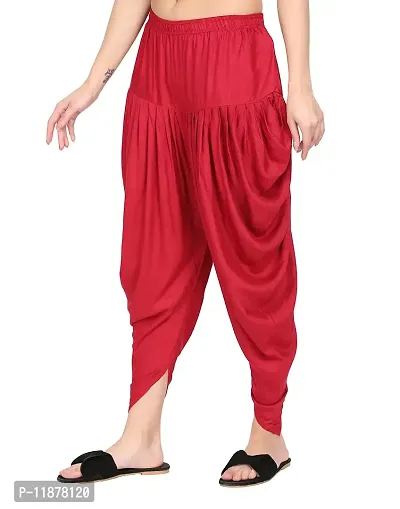 DELHIITE Maroon Color Solid Rayon Fabric Regular Dhoti Pants for Women (Free Size)-thumb3
