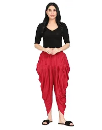 DELHIITE Maroon Color Solid Rayon Fabric Regular Dhoti Pants for Women (Free Size)-thumb4