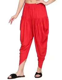 DELHIITE Red Color Solid Rayon Fabric Regular Dhoti Pants for Women (Free Size)-thumb2