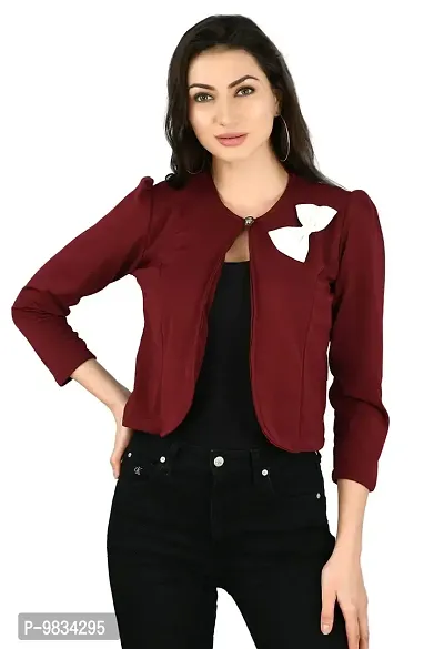 Vogue Tantra Women's Casual Jacket Maroon, White-thumb0