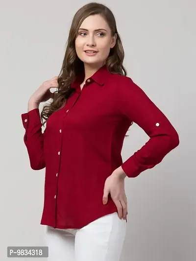 Vogue Tantra Women's Casual Formal Shirt Maroon-thumb2