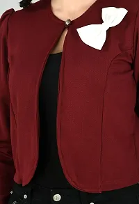 Vogue Tantra Women's Embellished Regular Fit Blazer Maroon, White-thumb4