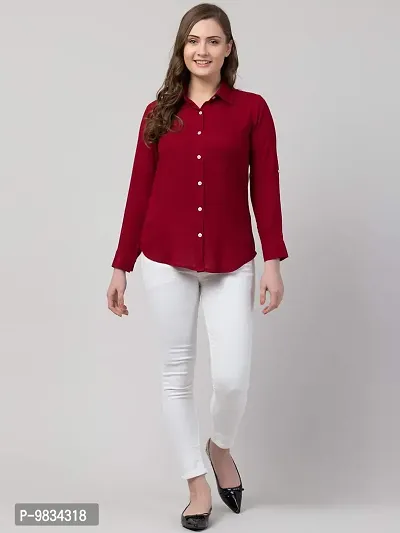 Vogue Tantra Women's Casual Formal Shirt Maroon-thumb5