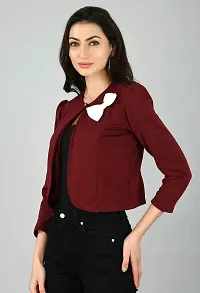 Vogue Tantra Women's Casual Jacket Maroon, White-thumb2