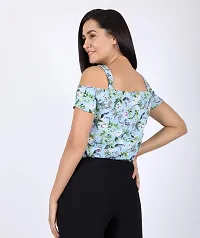 Chimpaaanzee Women Floral Printed Cold Shoulder Top Blue-thumb1