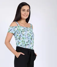 Chimpaaanzee Women Floral Printed Cold Shoulder Top Blue-thumb4