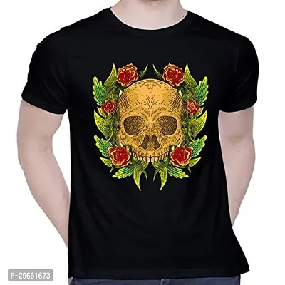 Trendy Black Cotton Printed T-Shirt For Men-thumb0