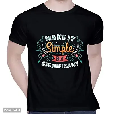 Stylish Black Cotton Round Neck T-Shirt For Men-thumb0