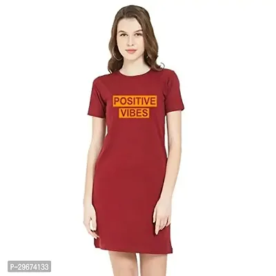 Trendy Red Cotton Blend Printed T-Shirt Dress For Women-thumb0