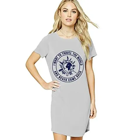 Stylish Blend Round Neck T-shirt Dress For Women