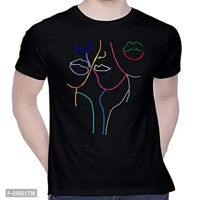 Trendy Black Cotton Printed T-Shirt For Men-thumb0