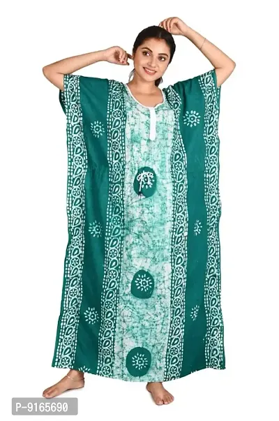 Women Cotton Blend Printed Kaftan Nighty-thumb0