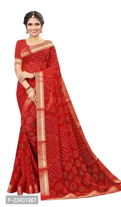 JUST V TEX SAREES presents Georgette bandhani print saree with unstich blouse for women (bahuranivol8_106 -red)