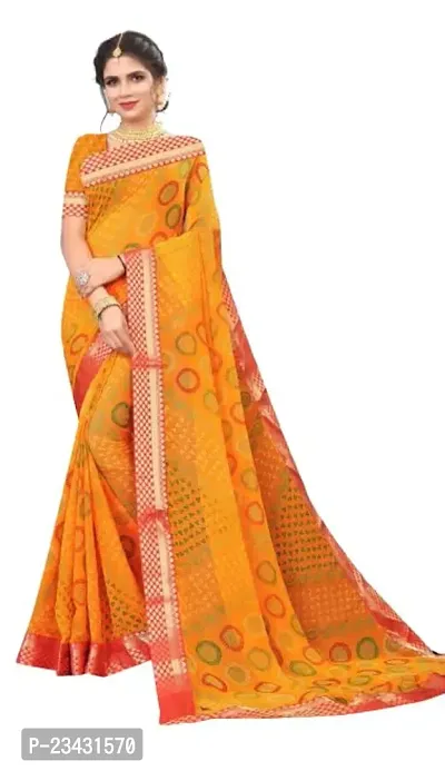 JUST V TEX SAREES presents Georgette bandhani print saree with unstich blouse for women (bahuranivol8_105 - yellow)