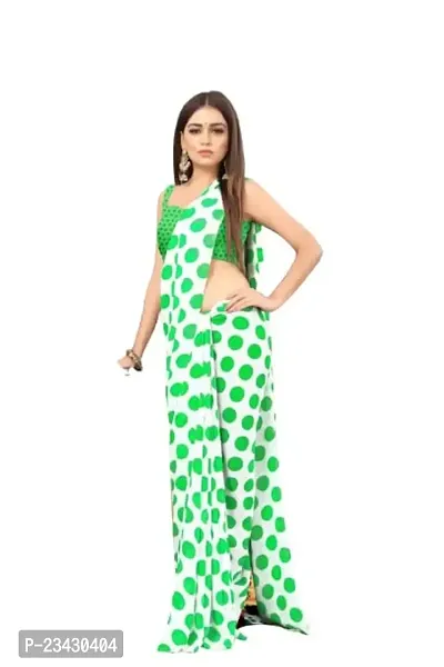 JUST V TEX SAREES presents Renial Polka dot print saree with unstiched blouse for women (REGAL 104 GREEN)