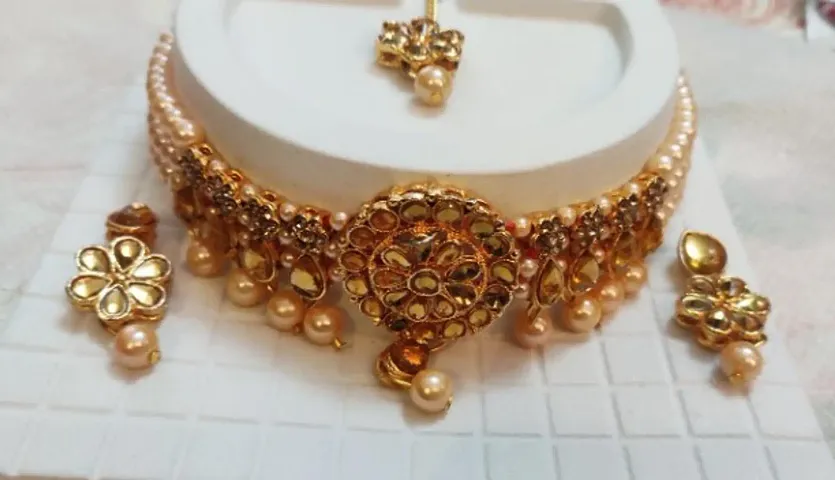 Modern Designer Golden Alloy Jewellery Set