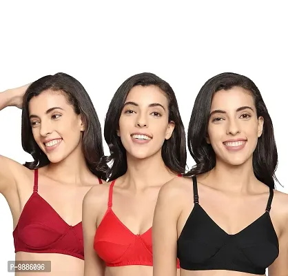 Women Cotton Solid Padded T-Shirt Bra Pack of 3