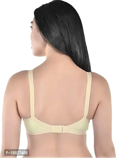 Rah Fashion Women's Cotton Non-Padded Non-Wired Full Coverage Regular Bra (Cross-S-C3-32_Beige) (Pack of 3)-thumb3