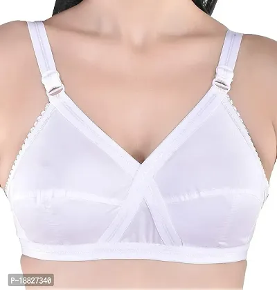 Rah Fashion Women's Cotton Non-Padded Non-Wired T-Shirt Bra (Cross-W-C2-32_White) (Pack of 2)-thumb3