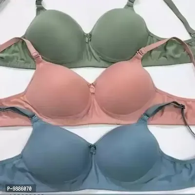 Women Cotton Solid Padded T-Shirt Bra Pack of 3