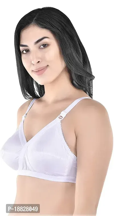 Rah Fashion Women's Cotton Non-Padded Non-Wired Full Coverage Regular Bra (Cross-W-C3-32_White) (Pack of 3)-thumb2