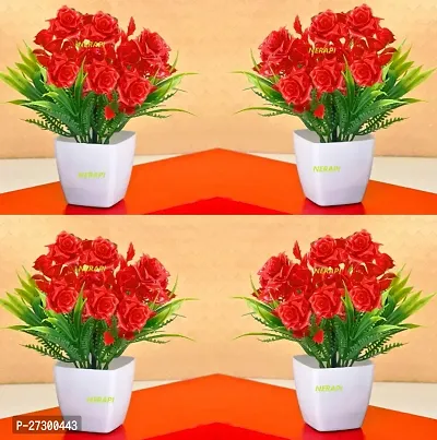 Modern Artificial Flower with Vase for Home Deacute;cor Pack of 4-thumb0