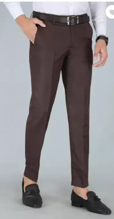 Stylish Blend Solid Regular Fit Trouser For Men