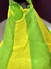 Cloth Applique Free Hanging Decor Item/Festive Lantern, Jhoomar Shape with 3-Steps, Compressible, from Pipli Odisha (Yellow  Green)-thumb2