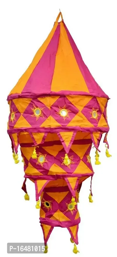 Ayushka crafts Handcrafted Handmade Cotton Foldable Fabric Lantern ,Glass-thumb0