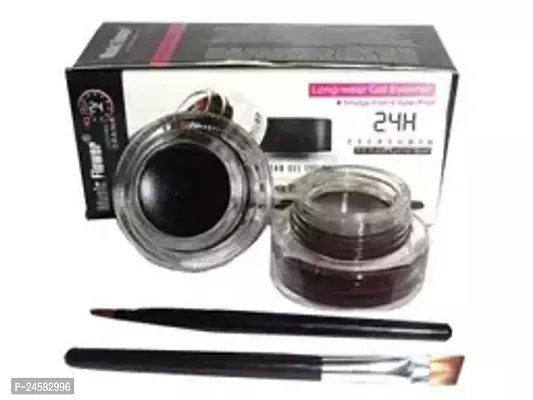 Music Flower Eye Makeup 2 in 1 Brown + Black Gel Eyeliner Make Up Water-proof Smudge-proof Set Eye Liner Kit With Brushes Kajal  Eyeliner-thumb0