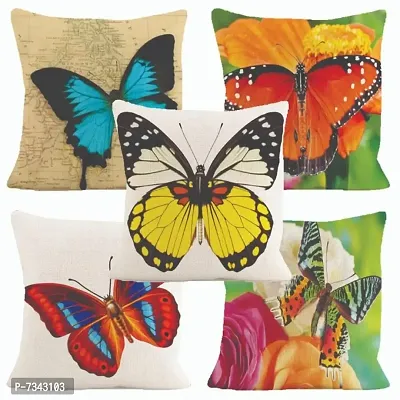 Beautifully Designed 3D Digital Printed Jute Cushion Covers Pack of 5
