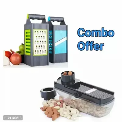 Combo Stainless Steel 4 in 1 Slicer and Dry Fruit Slicer Cutter(Black)