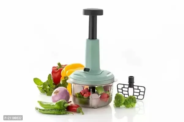 Manual Speedy Hand Press Food Chopper-Care Bliss BPA Free Stainless Steel Blade Onion Chopper for Vegetables Fruits Nuts-thumb0