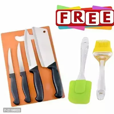 4 Piece Knife set with oil brush and spatula-thumb0