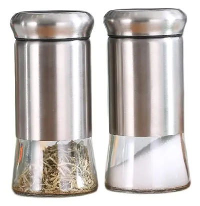 ONICORN? Salt and Pepper Shaker Stainless Steel Shells with Glass Bottles, Spice Dispenser