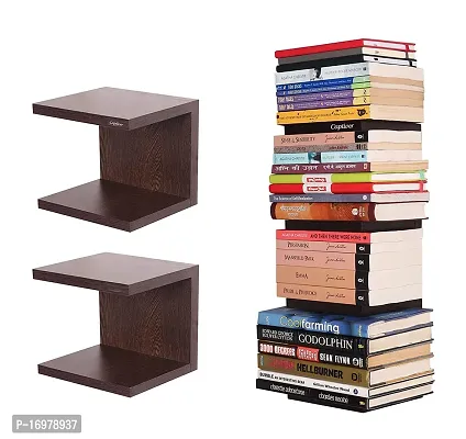 Engineered Wood Wall Mount Unseen Books Shelf Wooden Finish Wenge