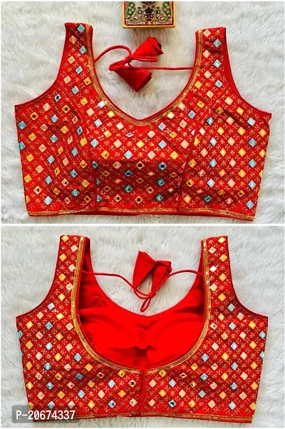 Reliable Red Phantom Silk  Stitched Blouses For Women