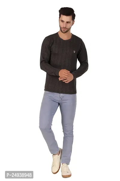 Winter Inner Upper Body Warm Grey Cotton Long Sleeves Thermal Tops For Men-thumb2