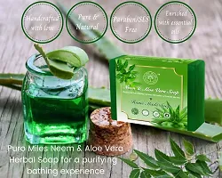 Puro Miles Neem  Aloe Vera Soap| Handmade Organic  Natural| SLS  Paraben Free| Enriched with Essential Oil  Vitamin E| Pack of 3x100gm-thumb1