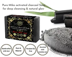 Puro Miles Charcoal Soap | Handmade  Homemade| Organic  Natural | SLS  Paraben Free| Pack of 3x100gm-thumb1