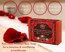 Puro Miles Handmade Rose Soap | Organic  Natural| Free from SLS  Paraben | Enriched with Essential oils , Vitamin E and natural Extracts| Pack of 3x100gm-thumb1