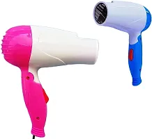 Hair dryer Professional 1000 Watts Dryer NV-1290 Foldable Hair Dryer With 2 Speed Control Setting including For Men/Women, Electric Foldable Hair Dryer Air Concentrator (multicolour)-thumb1