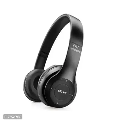 NEW P47 Wireless Bluetooth Headphone with Mic and FM SD CARD SLOT Bluetooth Headset Pack Of 1 (Multicolour)-thumb0