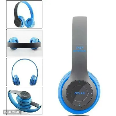 NEW P47 Wireless Bluetooth Headphone with Mic and FM SD CARD SLOT Bluetooth Headset Pack Of 1 (Multicolour)-thumb3
