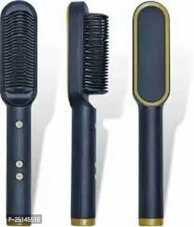 Straightener Brush, Hair Straightener Comb for Women  Men, PTC Heating Electric(black)-thumb0
