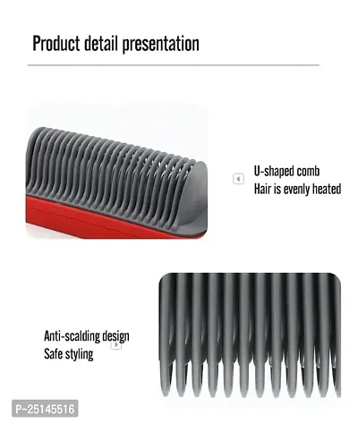Straightener Brush, Hair Straightener Comb for Women  Men, PTC Heating Electric(black)-thumb4