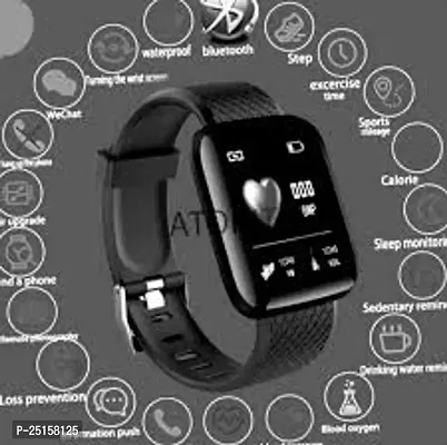 id116 (BLACK) Bluetooth Calling Function Smartwatch  (Black Strap, Free)-thumb3