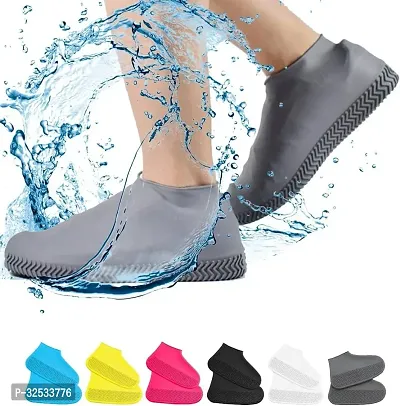 Slip Rain Snow Overshoe Resistant Stretchable Reusable Shoe Cover Silicone(pack of 1)-thumb3